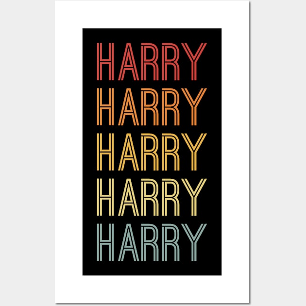 Harry Name Vintage Retro Gift For Harry Wall Art by CoolDesignsDz